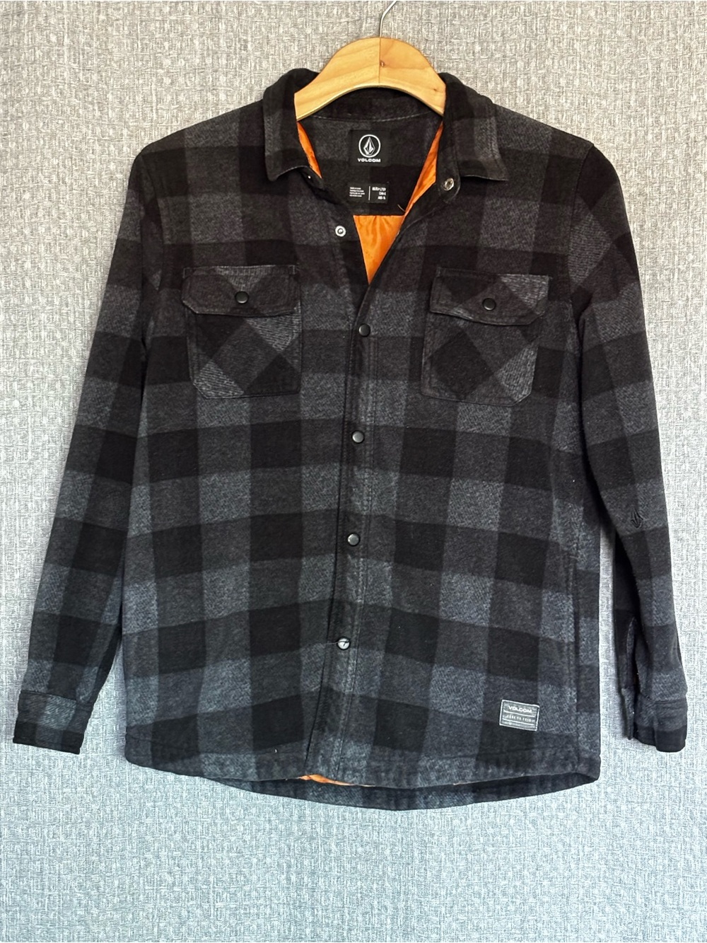 Volcom Boys Black & Gray Plaid Button-Up Jacket